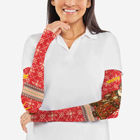 Macedonia Christmas Arm Sleeves with Traditional Santa and Yellow Sun Motif - Wonder Print Shop