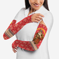 Macedonia Christmas Arm Sleeves with Traditional Santa and Yellow Sun Motif - Wonder Print Shop