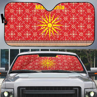 Macedonia Christmas Auto Sun Shade with Traditional Santa and Yellow Sun Motif - Wonder Print Shop