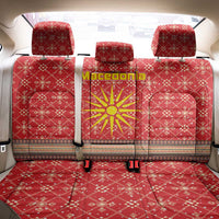 Macedonia Christmas Back Car Seat Cover with Traditional Santa and Yellow Sun Motif - Wonder Print Shop