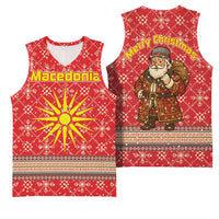 Macedonia Christmas Basketball Jersey with Traditional Santa and Yellow Sun Motif - Wonder Print Shop