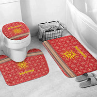 Macedonia Christmas Bathroom Set with Traditional Santa and Yellow Sun Motif - Wonder Print Shop