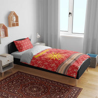 Macedonia Christmas Bedding Set with Traditional Santa and Yellow Sun Motif - Wonder Print Shop