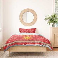 Macedonia Christmas Bedding Set with Traditional Santa and Yellow Sun Motif - Wonder Print Shop