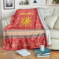 Macedonia Christmas Blanket with Traditional Santa and Yellow Sun Motif - Wonder Print Shop