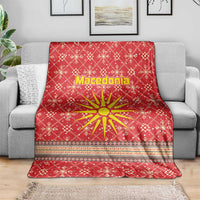 Macedonia Christmas Blanket with Traditional Santa and Yellow Sun Motif - Wonder Print Shop