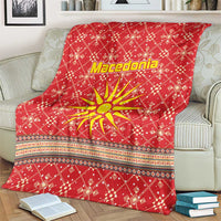 Macedonia Christmas Blanket with Traditional Santa and Yellow Sun Motif - Wonder Print Shop