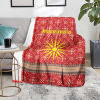Macedonia Christmas Blanket with Traditional Santa and Yellow Sun Motif - Wonder Print Shop