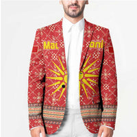 Macedonia Christmas Blazer with Traditional Santa and Yellow Sun Motif - Wonder Print Shop