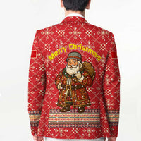 Macedonia Christmas Blazer with Traditional Santa and Yellow Sun Motif - Wonder Print Shop