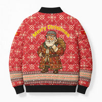 Macedonia Christmas Bomber Puffer Jacket with Traditional Santa and Yellow Sun Motif - Wonder Print Shop