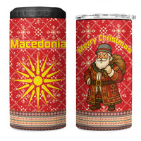 Macedonia Christmas 4 in 1 Can Cooler Tumbler with Traditional Santa and Yellow Sun Motif - Wonder Print Shop