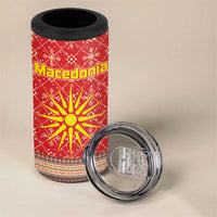 Macedonia Christmas 4 in 1 Can Cooler Tumbler with Traditional Santa and Yellow Sun Motif - Wonder Print Shop