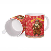 Macedonia Christmas Ceramic Mug with Traditional Santa and Yellow Sun Motif - Wonder Print Shop