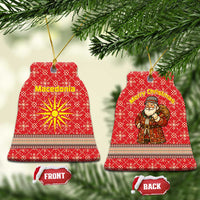 Macedonia Christmas Ceramic Ornament with Traditional Santa and Yellow Sun Motif - Wonder Print Shop
