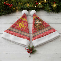 Macedonia Christmas Santa Hat with Traditional Santa and Yellow Sun Motif - Wonder Print Shop
