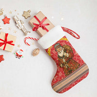 Macedonia Christmas Stocking with Traditional Santa and Yellow Sun Motif - Wonder Print Shop