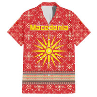 Macedonia Christmas Family Matching Long Sleeve Bodycon Dress and Hawaiian Shirt with Traditional Santa and Yellow Sun Motif - Wonder Print Shop