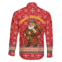 Macedonia Christmas Family Matching Off Shoulder Maxi Dress and Hawaiian Shirt with Traditional Santa and Yellow Sun Motif - Wonder Print Shop