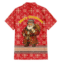 Macedonia Christmas Family Matching Short Sleeve Bodycon Dress and Hawaiian Shirt with Traditional Santa and Yellow Sun Motif - Wonder Print Shop