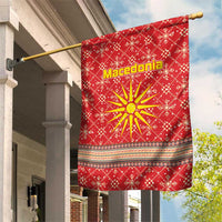 Macedonia Christmas Garden Flag with Traditional Santa and Yellow Sun Motif - Wonder Print Shop