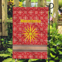 Macedonia Christmas Garden Flag with Traditional Santa and Yellow Sun Motif - Wonder Print Shop