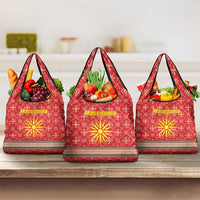 Macedonia Christmas Grocery Bag with Traditional Santa and Yellow Sun Motif - Wonder Print Shop