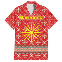 Macedonia Christmas Hawaiian Shirt with Traditional Santa and Yellow Sun Motif - Wonder Print Shop
