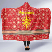 Macedonia Christmas Hooded Blanket with Traditional Santa and Yellow Sun Motif - Wonder Print Shop