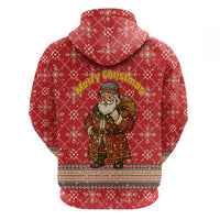 Macedonia Christmas Hoodie with Traditional Santa and Yellow Sun Motif - Wonder Print Shop