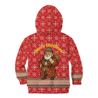 Macedonia Christmas Kid Hoodie with Traditional Santa and Yellow Sun Motif - Wonder Print Shop