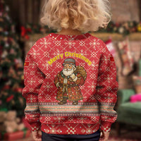 Macedonia Christmas Kid Ugly Christmas Sweater with Traditional Santa and Yellow Sun Motif - Wonder Print Shop