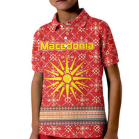 Macedonia Christmas Kid Polo Shirt with Traditional Santa and Yellow Sun Motif - Wonder Print Shop