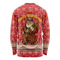 Macedonia Christmas Long Sleeve Shirt with Traditional Santa and Yellow Sun Motif - Wonder Print Shop