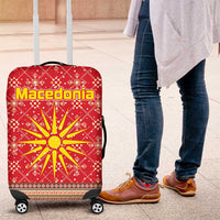 Macedonia Christmas Luggage Cover with Traditional Santa and Yellow Sun Motif - Wonder Print Shop