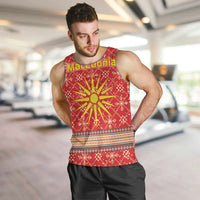 Macedonia Christmas Men Tank Top with Traditional Santa and Yellow Sun Motif - Wonder Print Shop