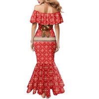 Macedonia Christmas Mermaid Dress with Traditional Santa and Yellow Sun Motif - Wonder Print Shop