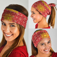 Macedonia Christmas Neck Gaiter with Traditional Santa and Yellow Sun Motif - Wonder Print Shop