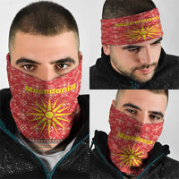 Macedonia Christmas Neck Gaiter with Traditional Santa and Yellow Sun Motif - Wonder Print Shop