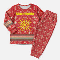 Macedonia Christmas Pajama Set with Traditional Santa and Yellow Sun Motif - Wonder Print Shop