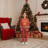 Macedonia Christmas Pajama Set with Traditional Santa and Yellow Sun Motif - Wonder Print Shop