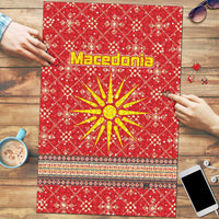 Macedonia Christmas Puzzle with Traditional Santa and Yellow Sun Motif - Wonder Print Shop