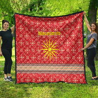 Macedonia Christmas Quilt with Traditional Santa and Yellow Sun Motif - Wonder Print Shop