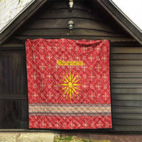 Macedonia Christmas Quilt with Traditional Santa and Yellow Sun Motif - Wonder Print Shop