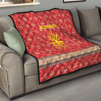 Macedonia Christmas Quilt with Traditional Santa and Yellow Sun Motif - Wonder Print Shop