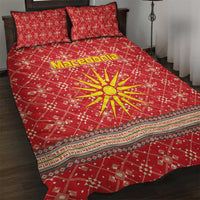 Macedonia Christmas Quilt Bed Set with Traditional Santa and Yellow Sun Motif - Wonder Print Shop