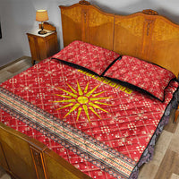 Macedonia Christmas Quilt Bed Set with Traditional Santa and Yellow Sun Motif - Wonder Print Shop