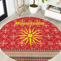 Macedonia Christmas Round Carpet with Traditional Santa and Yellow Sun Motif - Wonder Print Shop