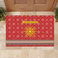 Macedonia Christmas Rubber Doormat with Traditional Santa and Yellow Sun Motif - Wonder Print Shop