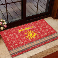 Macedonia Christmas Rubber Doormat with Traditional Santa and Yellow Sun Motif - Wonder Print Shop